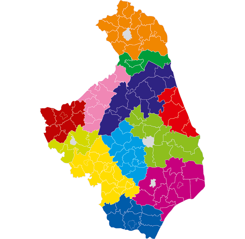 Mapa województwa podlaskiego podzielona na regiony