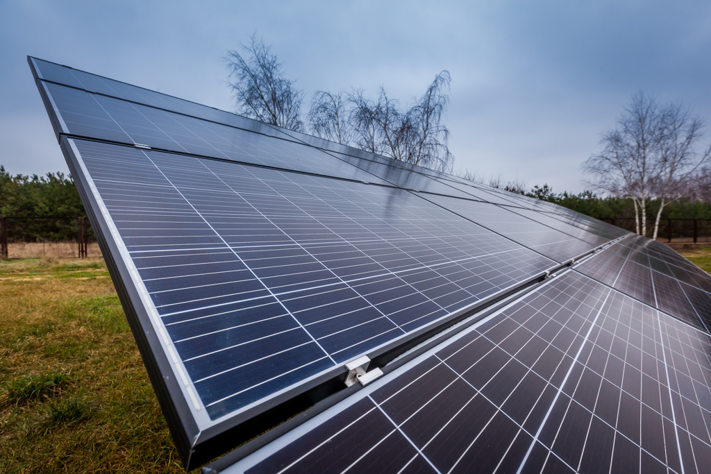 Focus on photovoltaic panel