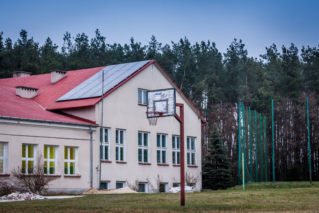 Photovoltaic panels on roof of the school